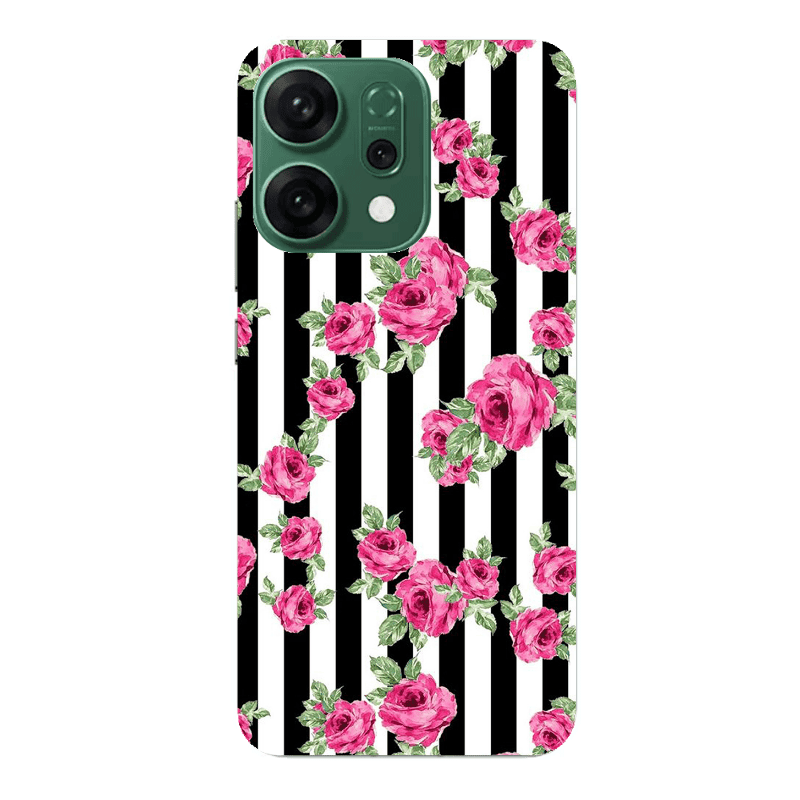 Oppo RENO 14 Roses and black line Transparent Silicone TPU Θήκη